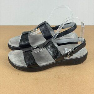 Alegria Julie Leather Slingback Sandals Womens 9 EU 39 Black Hook and Loop
